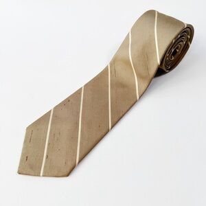 VTG LANVIN Paris Men Cream Striped 100% Silk Tie Luxury Party Tailored Designer